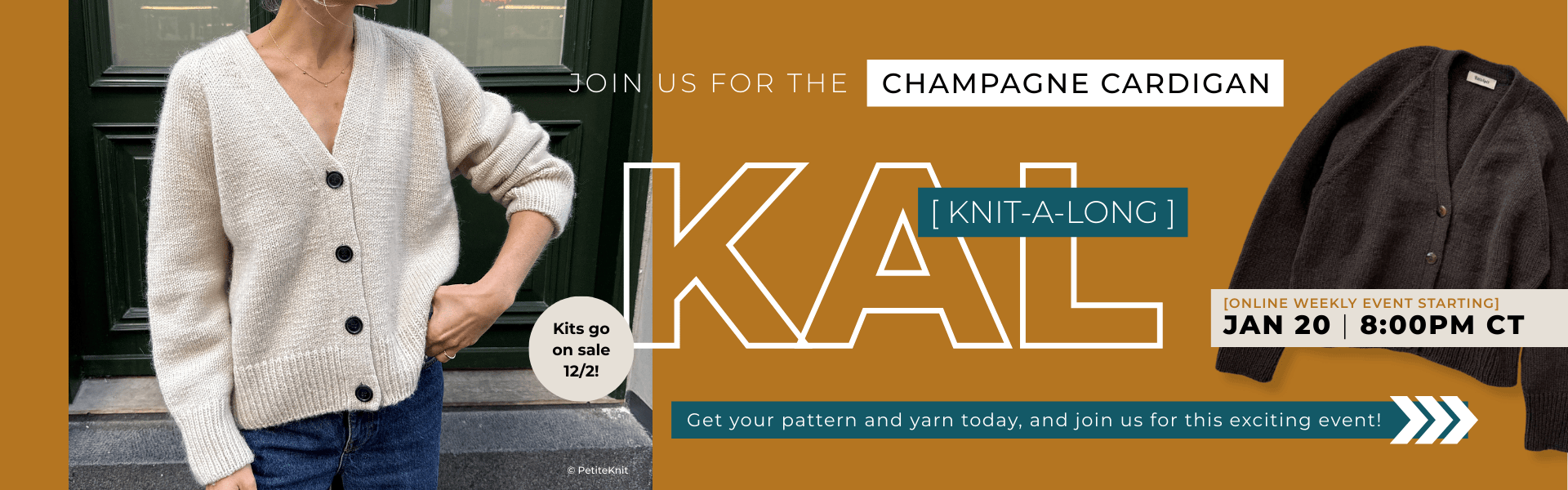 Champagne Cardigan KAL Event Header