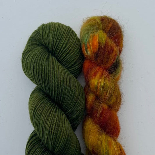 Marine Green & Forest Floor Lento Sweater Bundle Hand-dyed Fiber-Macgyver